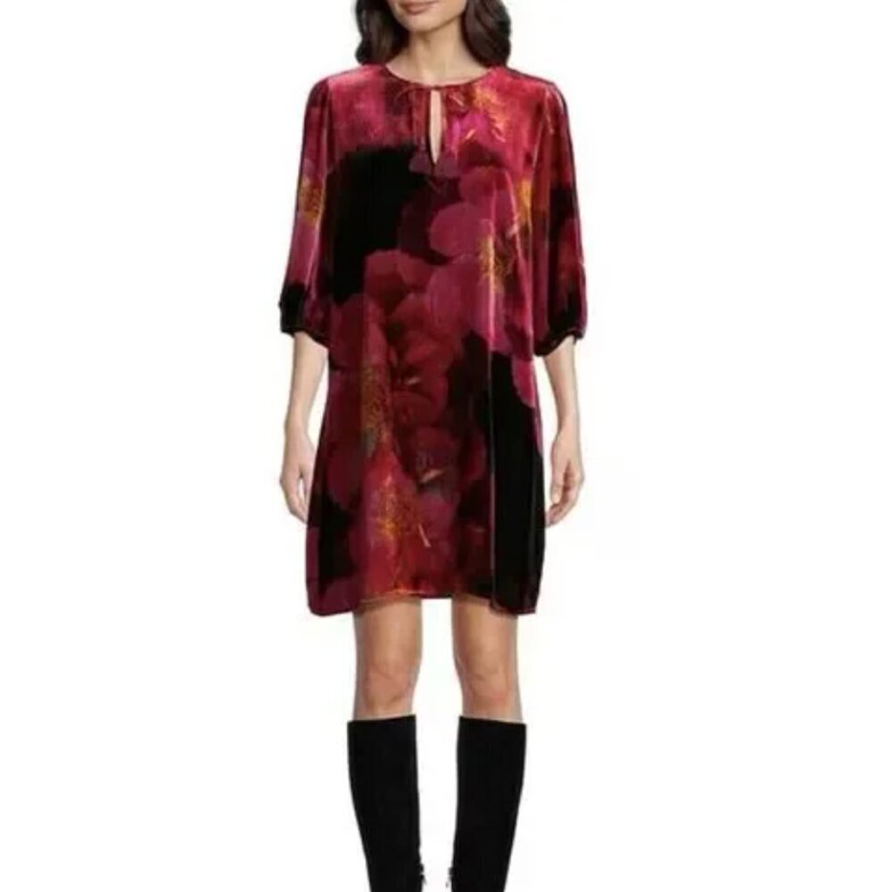 NWT Johnny Was Women's Size XXL Ruby Bloom Velvet Vesna Mini Shift Dress $350